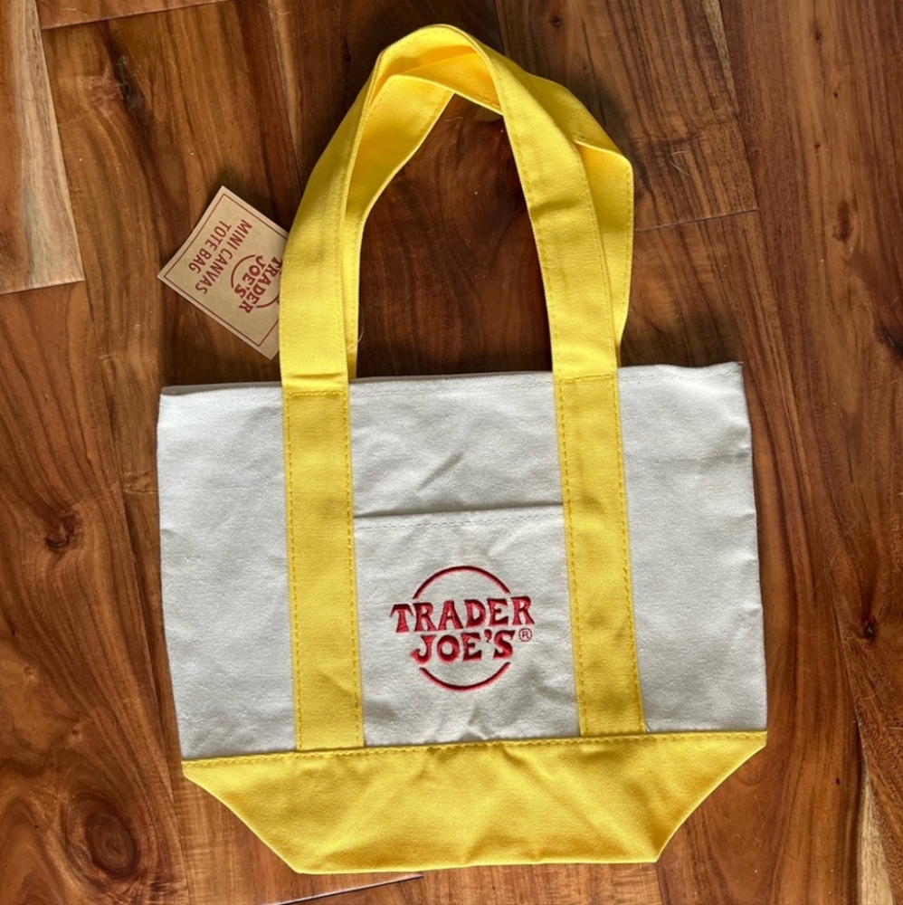 mini trader joes tote yellow